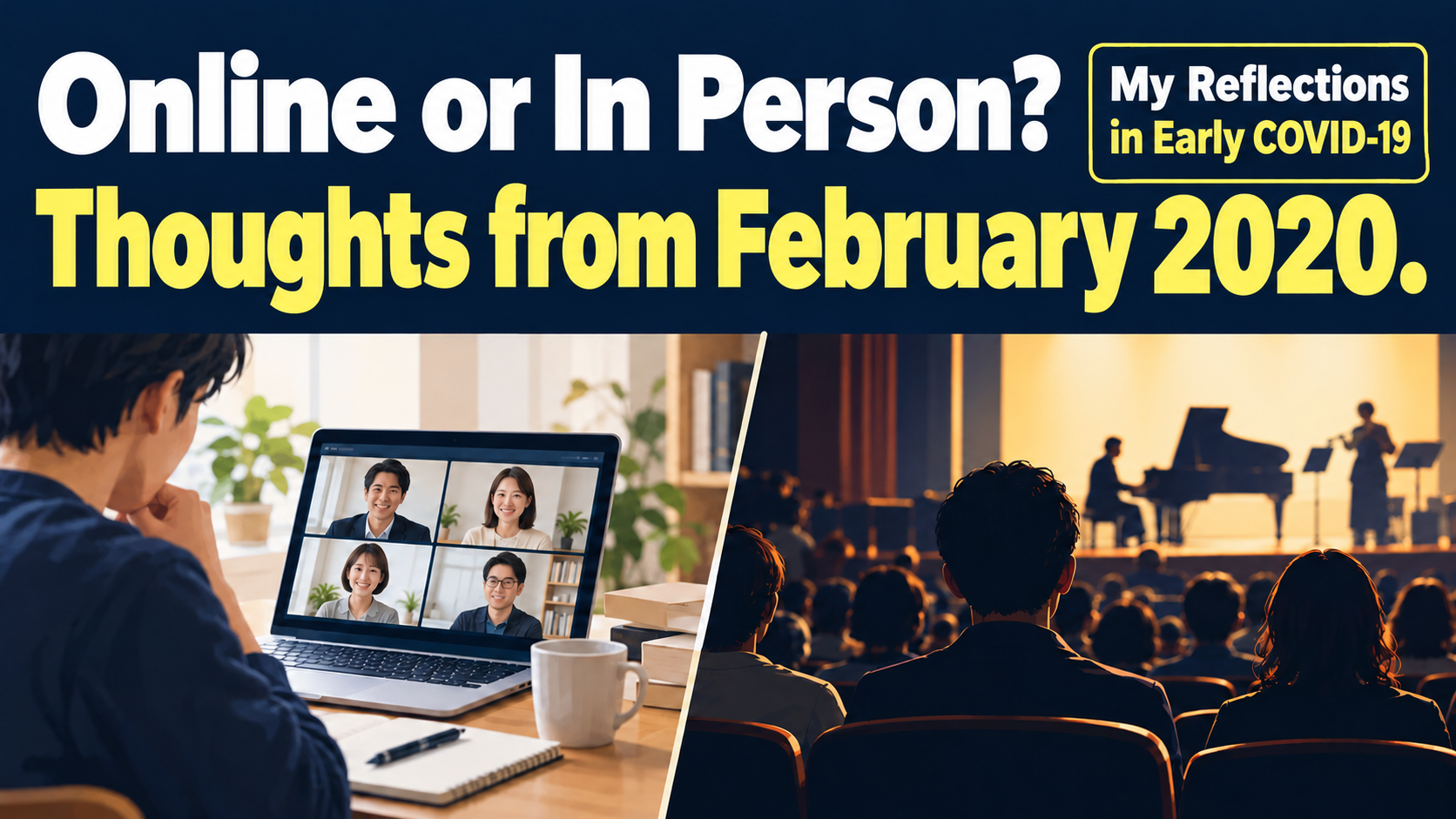 Article illustration: Online or In Person? Thoughts from February 2020.