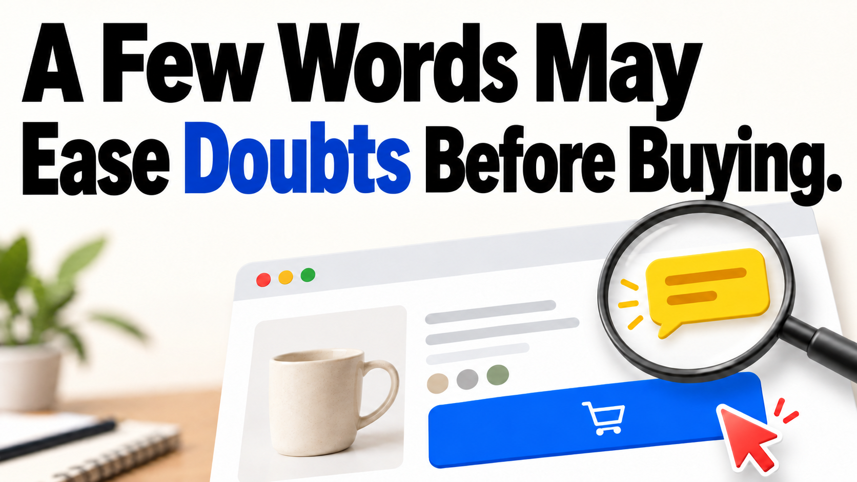 Article illustration: A Few Words May Ease Doubts Before Buying.