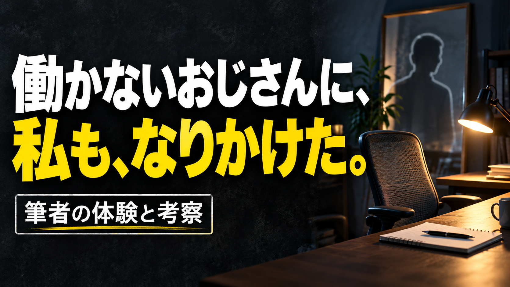 働かないおじさんに、 私も、なりかけた。。記事テーマを表すイラスト。筆者の体験と考察。